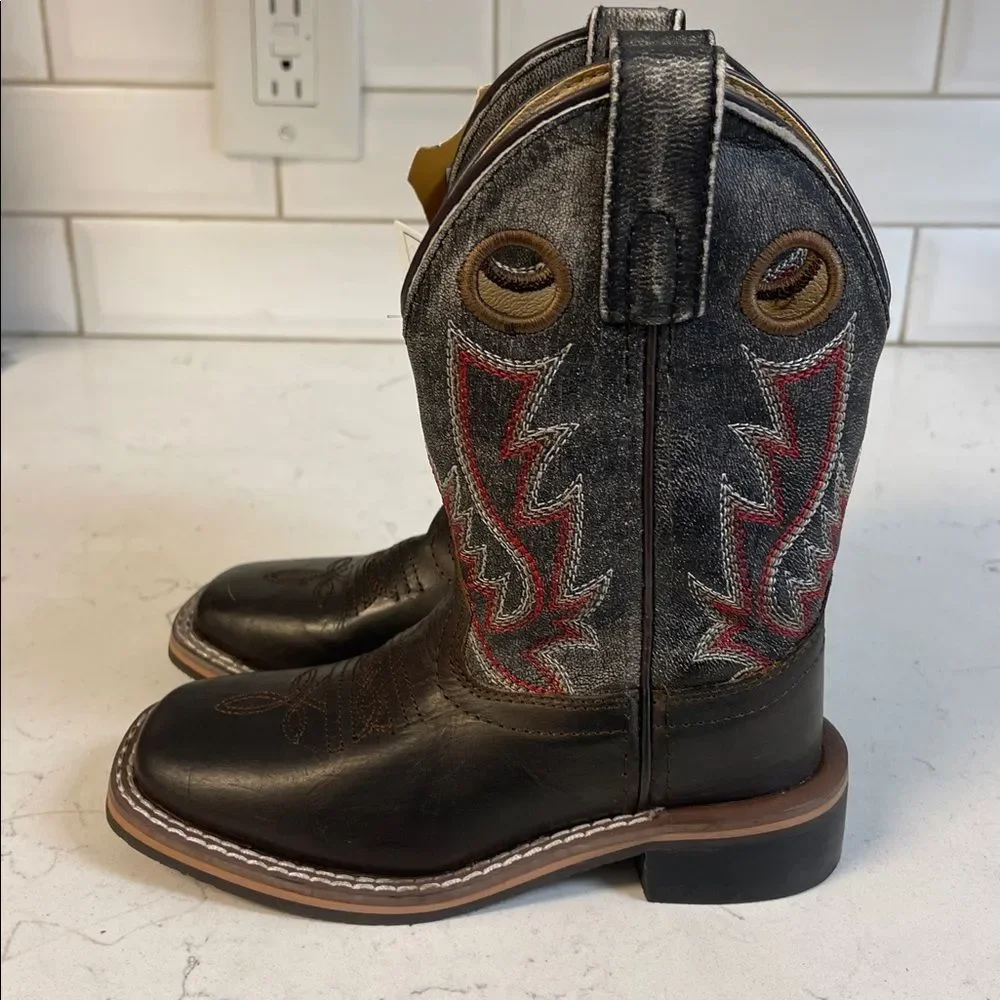 Smokey Mountain Boots Black & Brown Distressed Western Cowboy Boots Size 9.5 New